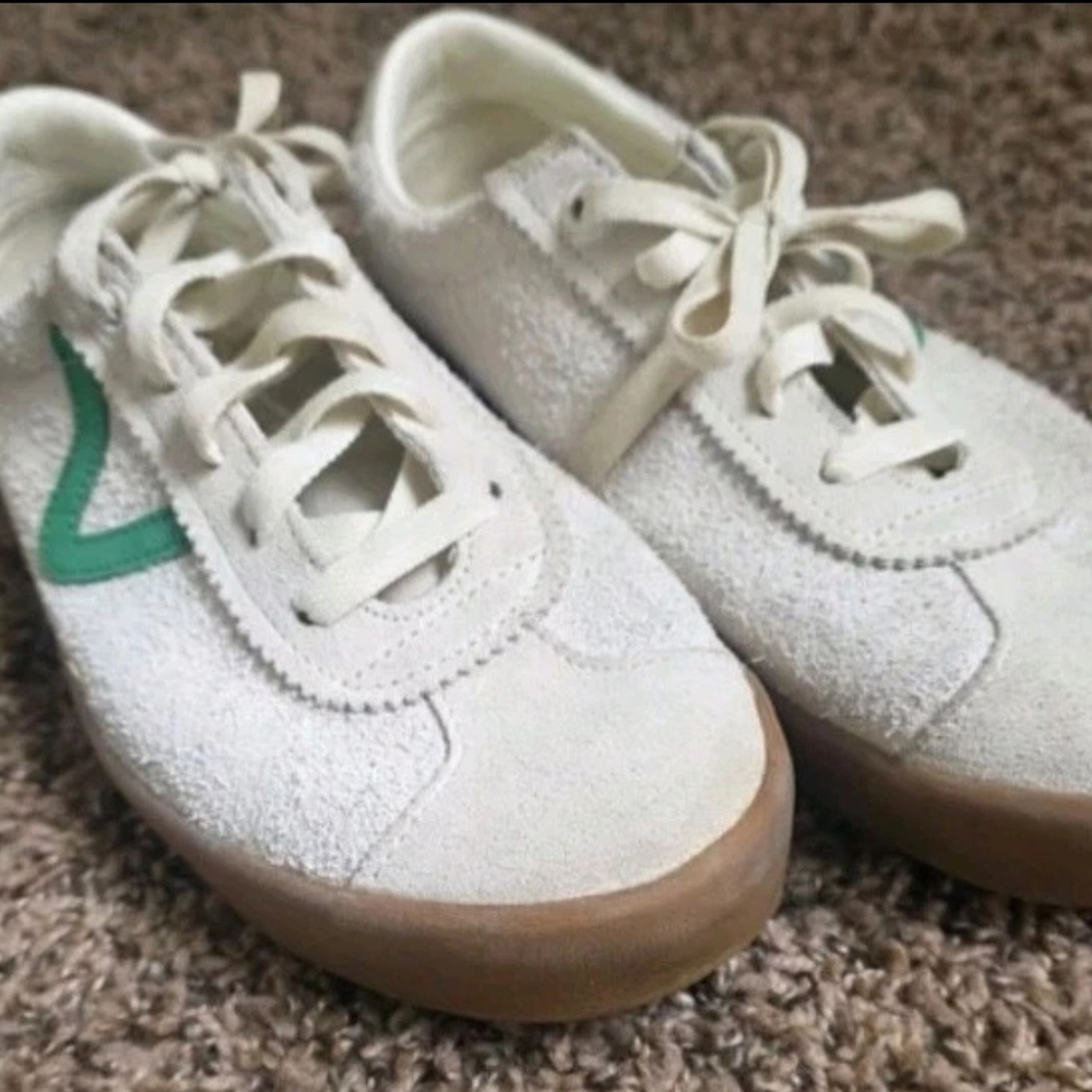 VANS “Off The Wall”  Sport Low Sneakers Marshmallow Suede Green men 7.5